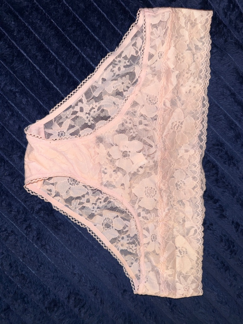 PINK Victoria's Secret Pale Pink Floral Lace Bikini Panty